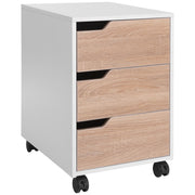 Cassettiera con Ruote ¨C zephmum ¨C 3 Cassetti, Quercia e Bianco, 40x50x57,5 cm