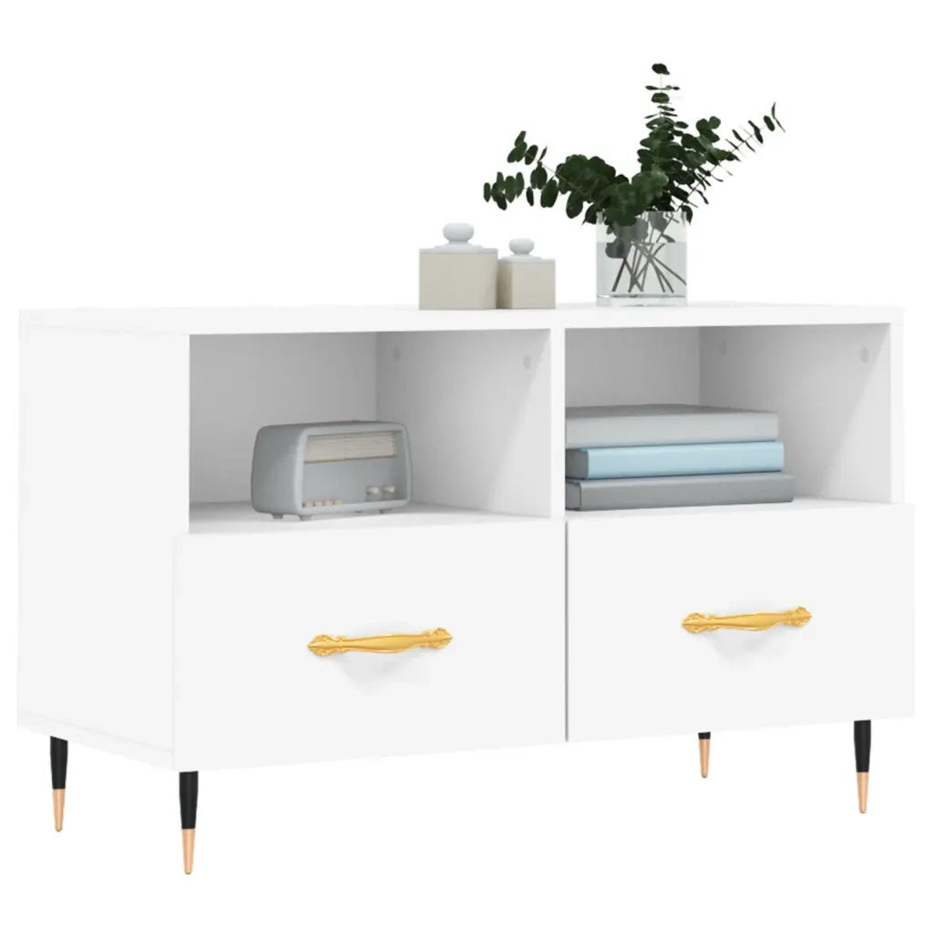 Mobile Porta TV Bianco 80x36x50 cm in Legno Multistrato 828948