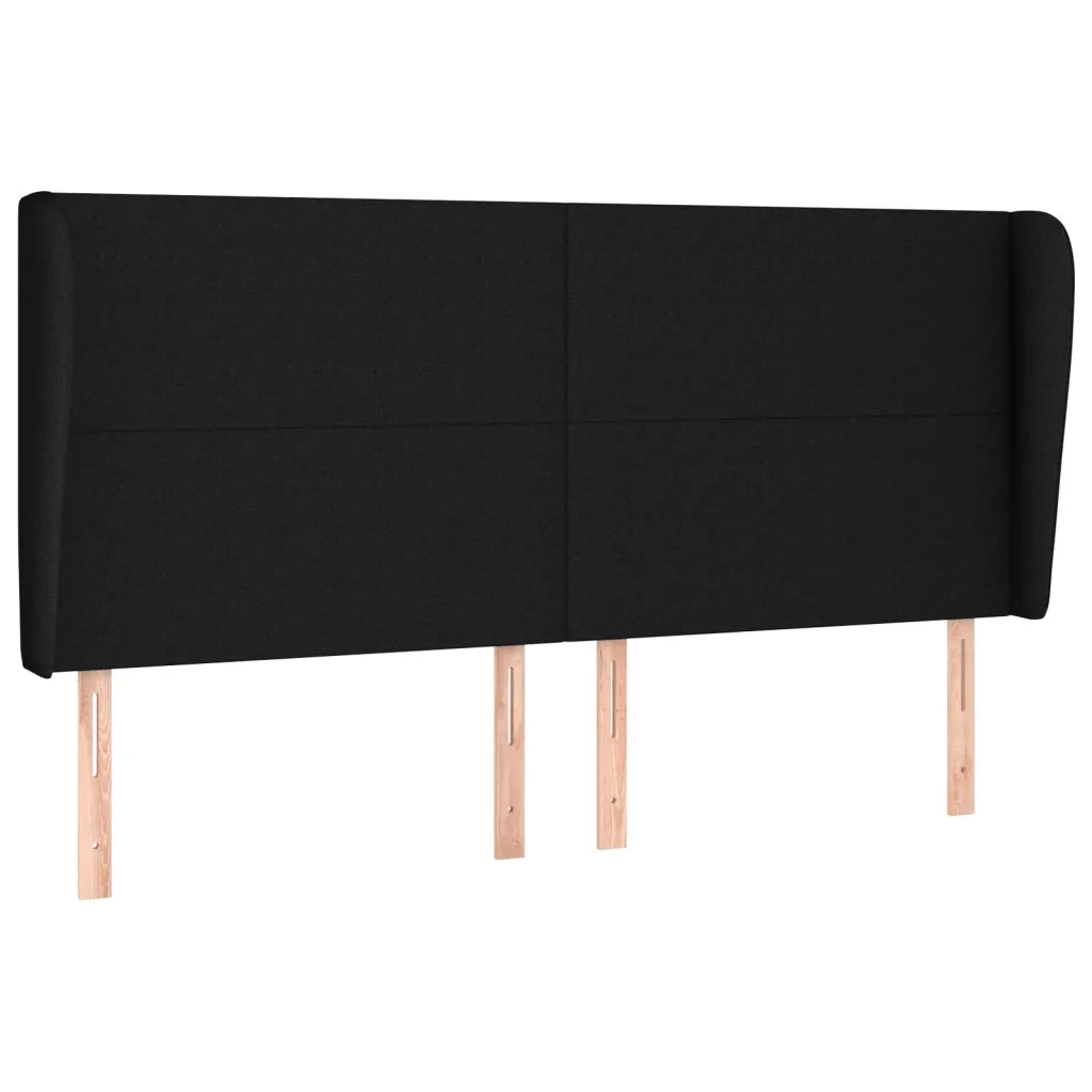 Testiera ad Orecchio-Testata con Orecchie Nera 163x23x118/128 cm in Tessuto 415770