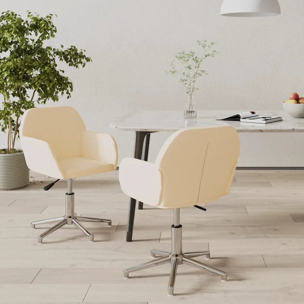 Sedie da Pranzo Girevoli 2 pz Crema in Tessuto 3103029