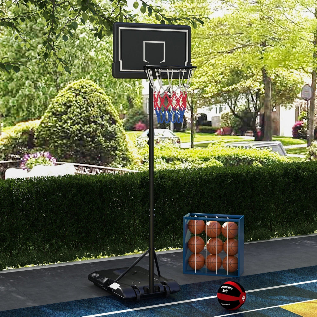 Canestro da Basket Esterno Regolabile in Altezza ¨C zephmum ¨C Nero 182-250 cm