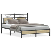 Letto matrimoniale | Letto per adulti | Giroletto senza Materasso Rovere Sonoma 140x190cm in Truciolato