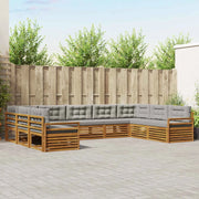 Set di divani da esterno 9 pcs Grigio Naturale e Chiaro