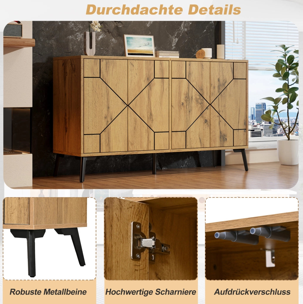 Sideboard moderno con 4 ante e 4 scomparti, 120 x 35 x 69 cm