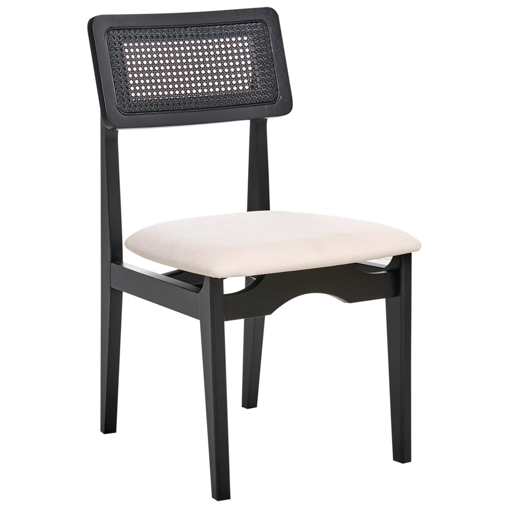 Set di 2 sedie da pranzo nere sedute imbottite nere sedute imbottite in poliestere struttura in legno laccata