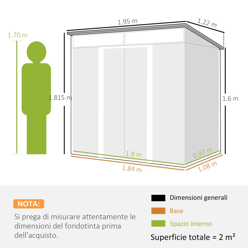 Casetta da Giardino ¨C zephmum ¨C Grigio Chiaro Acciaio 195x122x181.5 cm