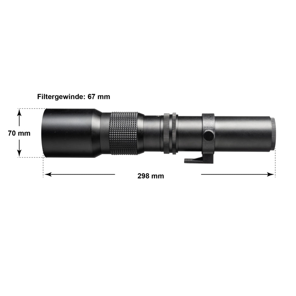Obiettivo fotografico 500/8,0 compatibile con Sony E, Teleobiettivo per full-frame e APSC, con diaframma a iride, per fotocamera DSLR