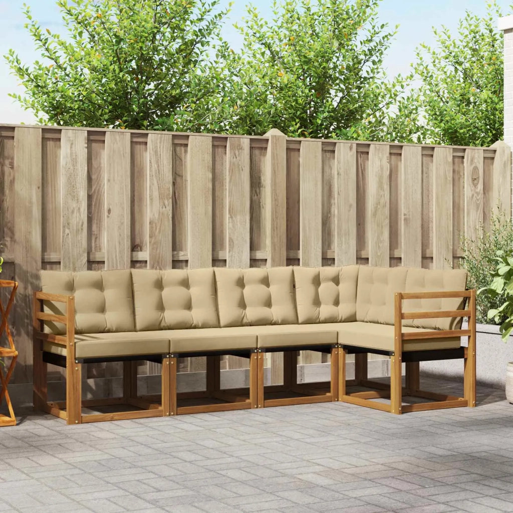 Set di divani da esterno con cuscino 5 pcs Naturale e Beige