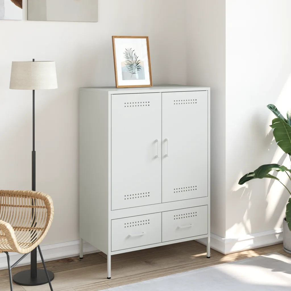 Credenza-Buffet-Armadio da cucina Bianca 68x39x101,5 cm in Acciaio 521699
