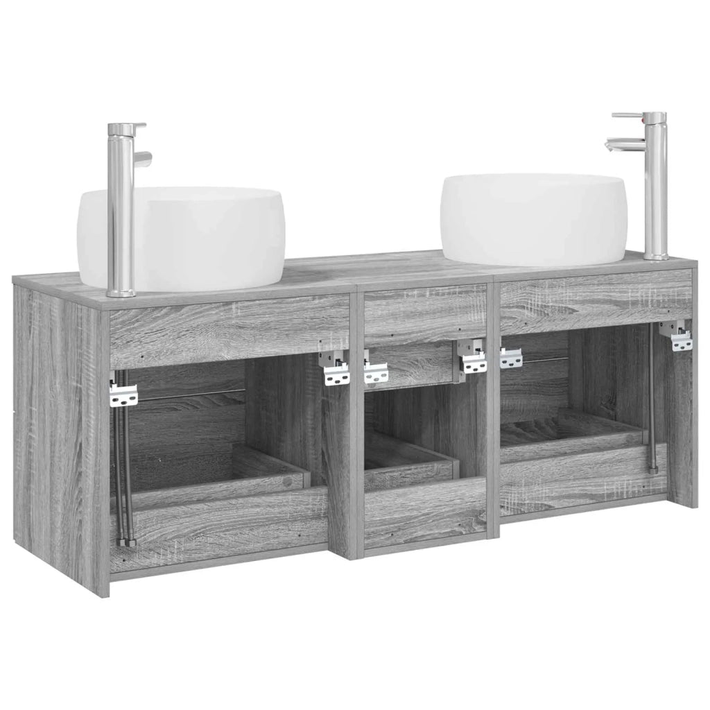 Set di mobili per il bagno 3 pz Sonoma grigio 3405936