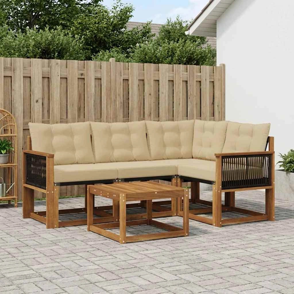 Set di divani da esterno 5 pz Naturale e Beige 3381937