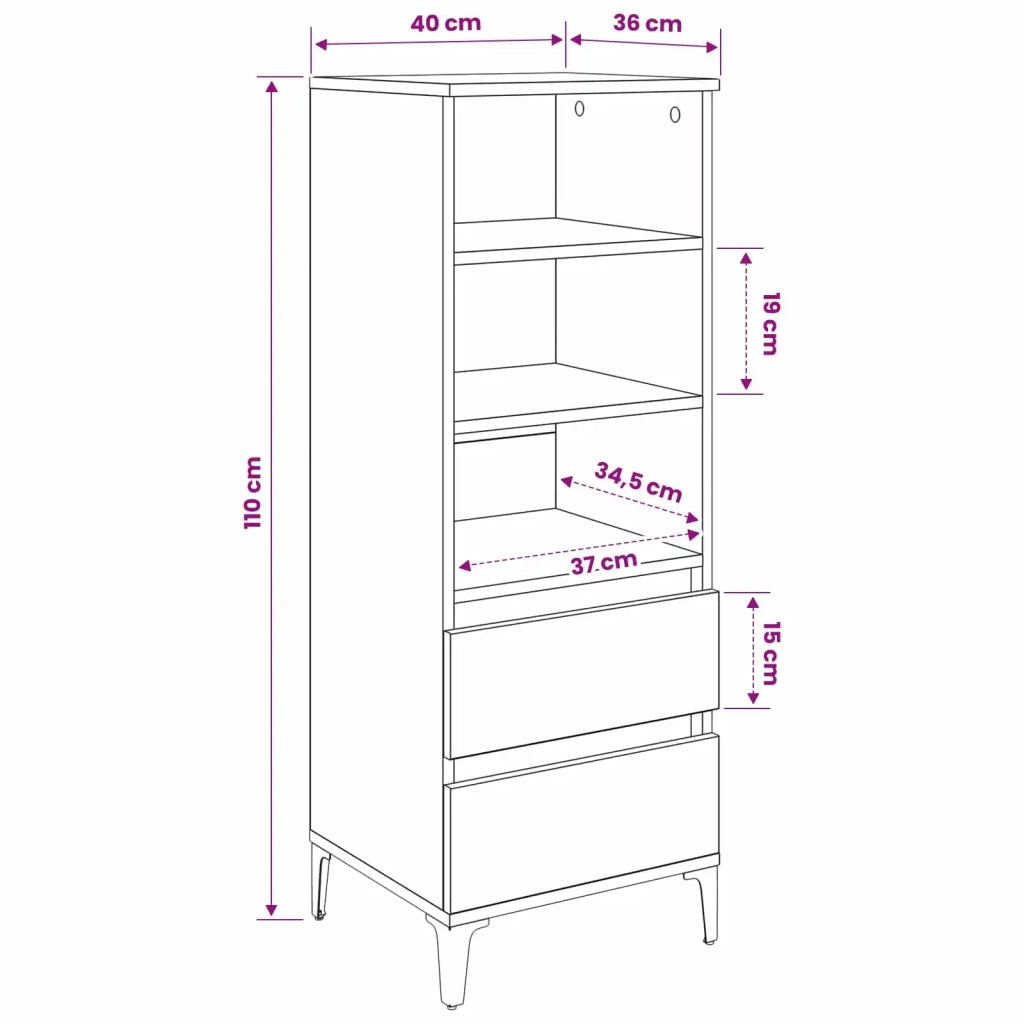 Credenza Legno antico 40 x 36 x 110 cm Legno ingegnerizzato 8009873