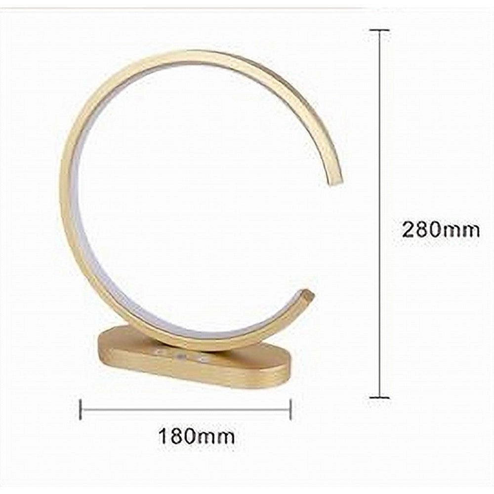 Trade Shop - Lampada Da Tavolo Led 12 W Design Curva Oro Touch Scrivania Comodino Ip20 32729 -