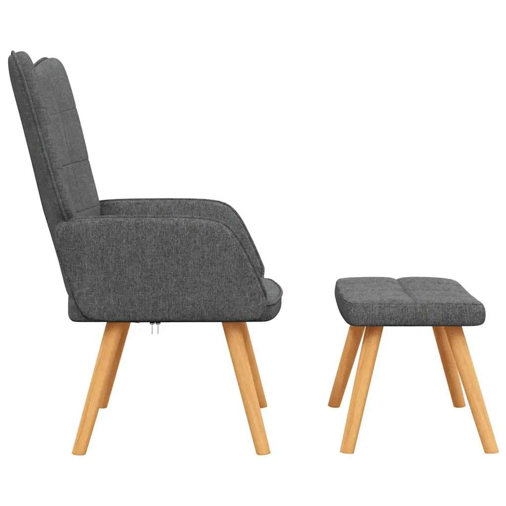 Poltrona Relax con Poggiapiedi Grigio Scuro in Tessuto cod mxl 53651