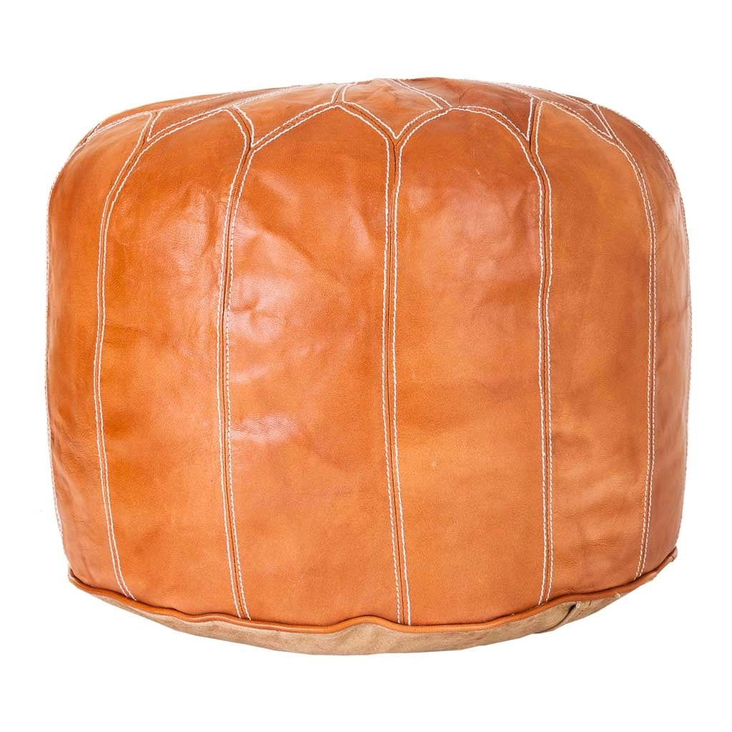 Pouf in pelle arancione 48x48x35h