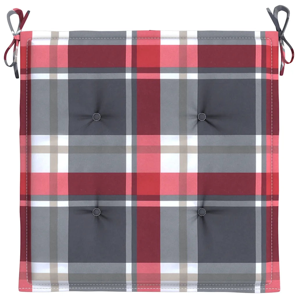 Cuscini per Sedia 2 pz a Quadri Rossi 50x50x3 cm Tessuto Oxford
