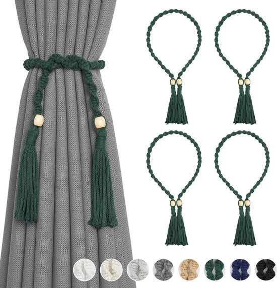 Gordijnbande naturali in cotone, stile boho e rustico, decorazioni per tende con spirale intrecciata, maniglie per tende sottili o spesse.