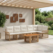 Set Divano da Giardino 7 pz Naturale e Bianco Crema polyrattan 3437980