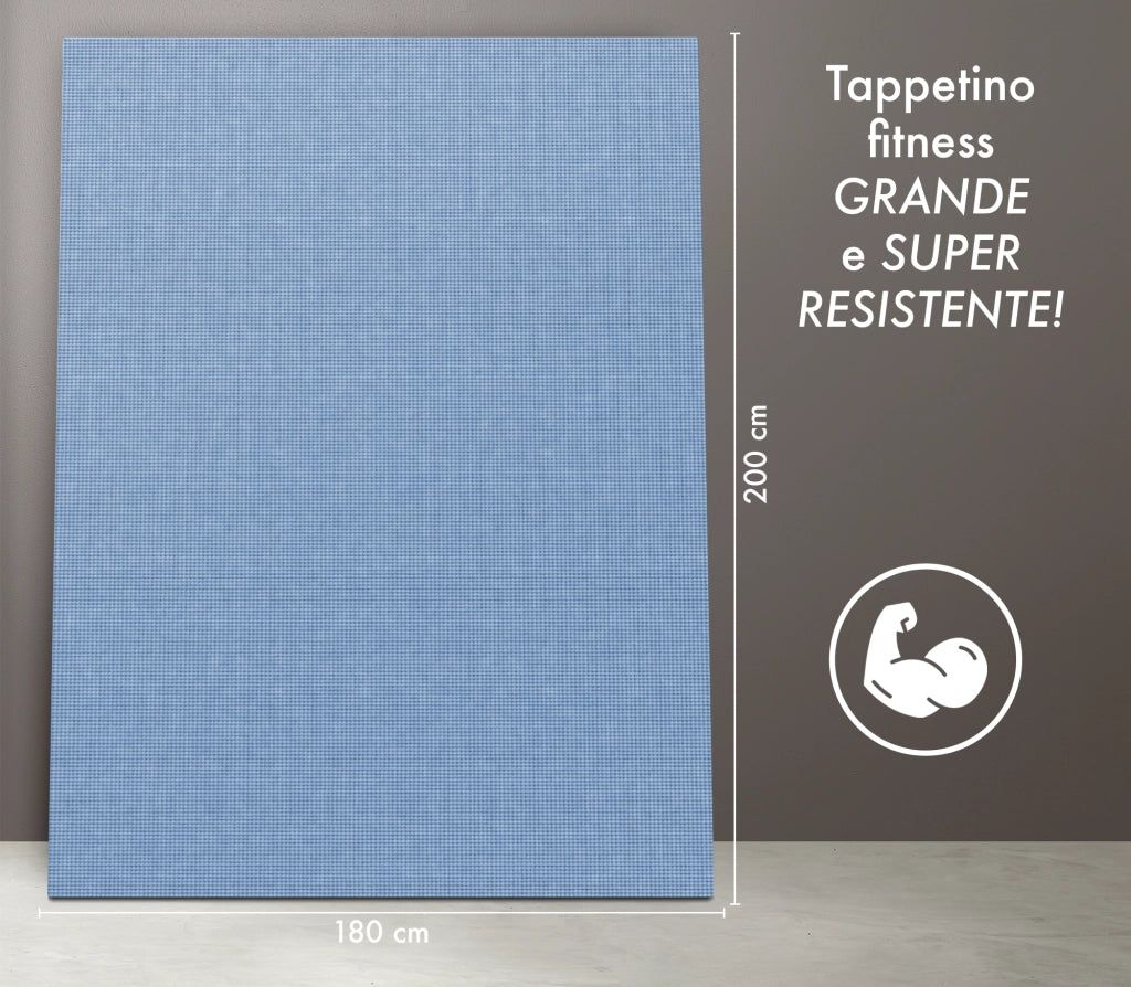 Tappeto Per Esercizi Grande XXL 180 x 200 Cm Antiscivolo Resistente Tappetino Allenamento Casa Palestra Materassino Fitness Pilates Yoga In Pvc Arrotolabile Facile Trasporto  Azzurro