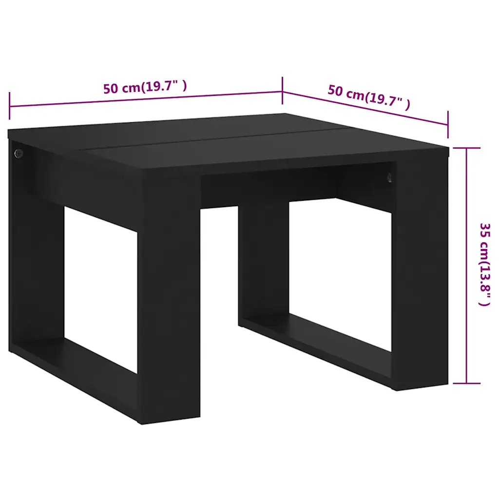 Tavolino di Servizio-Tavolino Consolle-Tavolino da soggiorno Nero 50x50x35 cm in Truciolato