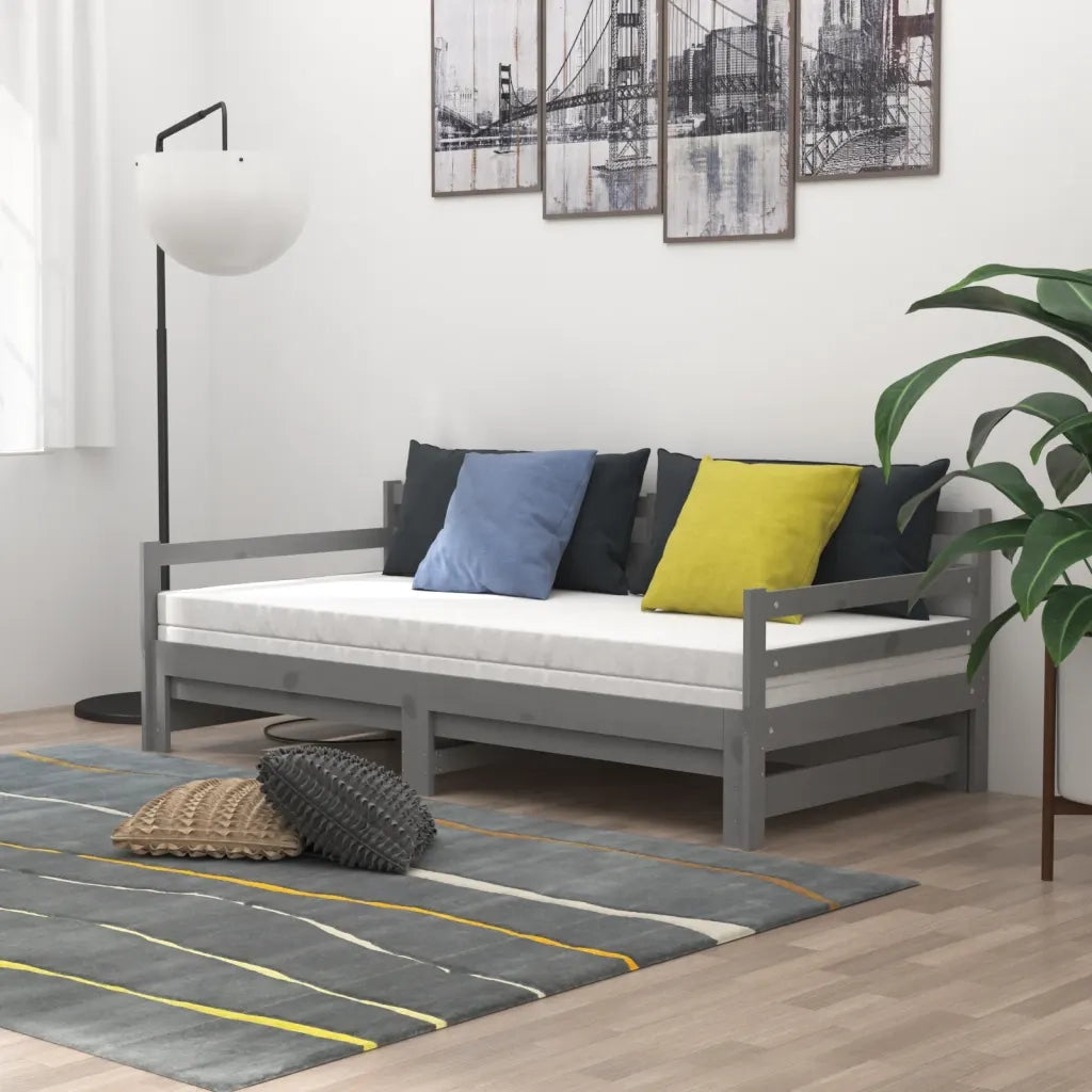 Dormeuse Estraibile Grigia in Massello di Pino 2x(90x200) cm cod mxl 64404