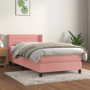 Giroletto a Molle con Materasso Rosa 90x200 cm in Velluto 3131002