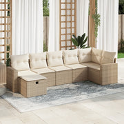 Set Divani da Giardino 7 pz con Cuscini Beige in Polyrattan 3325404