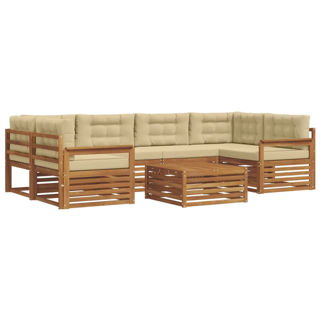 Set di divani da esterno 7 pcs Naturale e Beige