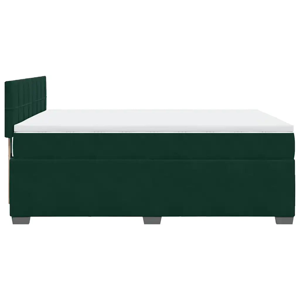 Giroletto a Molle con Materasso Verde Scuro 140x200 cm Velluto