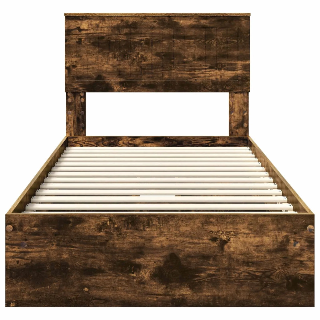 Letto con Contenitore Rovere fumé 90 x 190 cm Legno multistrato