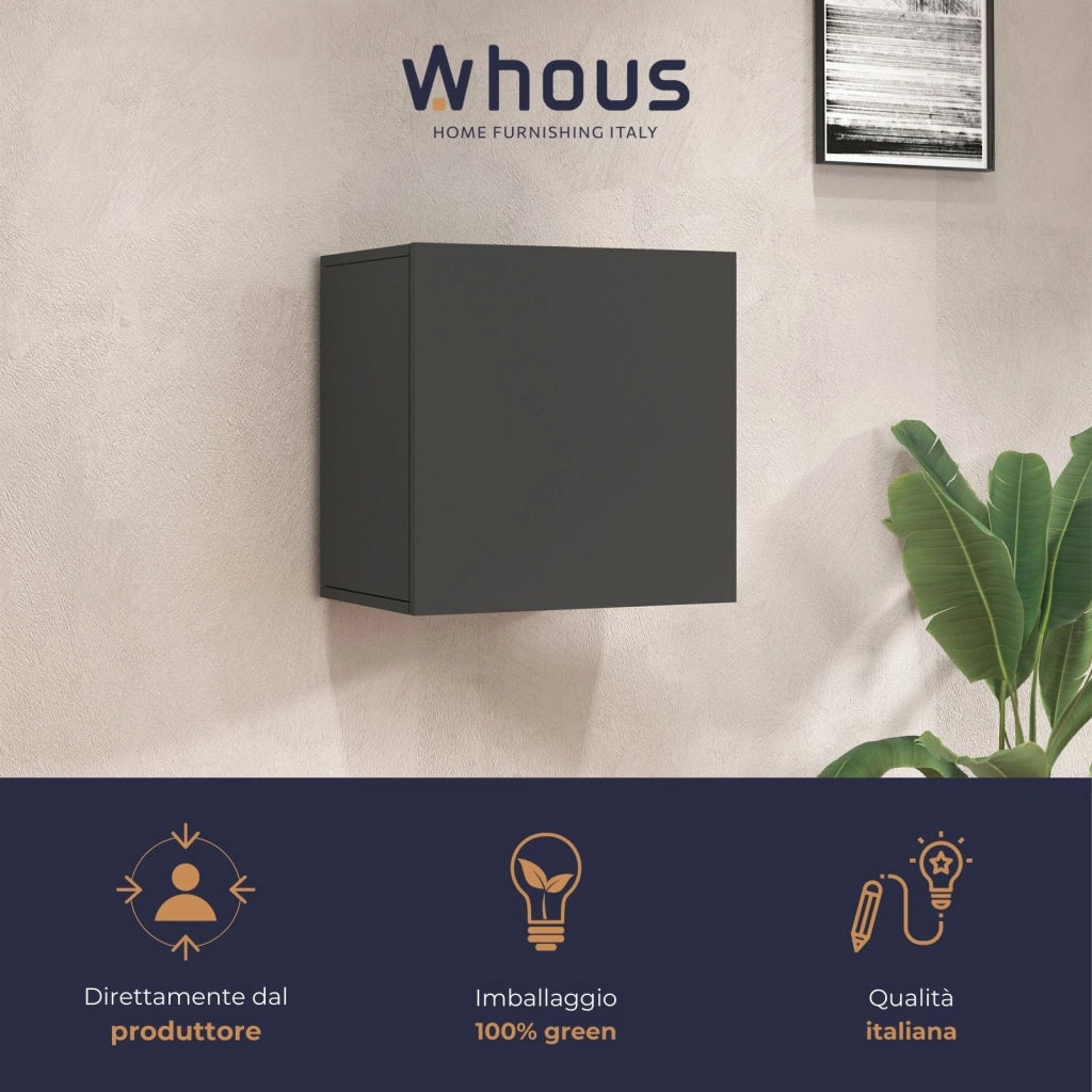 WHOUS Pensile a cubo Chronos con 1 anta antracite opaco 50x35x50 cm