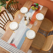 Tavolo da pranzo moderno lussuoso a fiori arancio grigio in lino asciugabile tavolo da pranzo dipinto a tema abstracto per tovaglie da tavolo per tavola da pranzo festa matrimonio campagna 40 x 140 cm