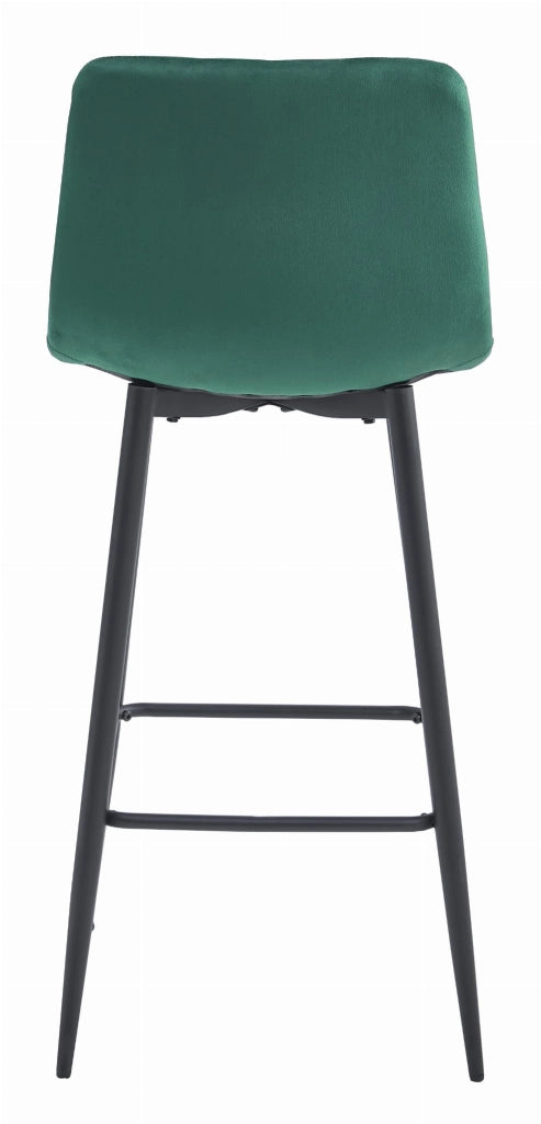 Sgabello Valora POZZA in velluto verde scuro con gambe nere per cucina