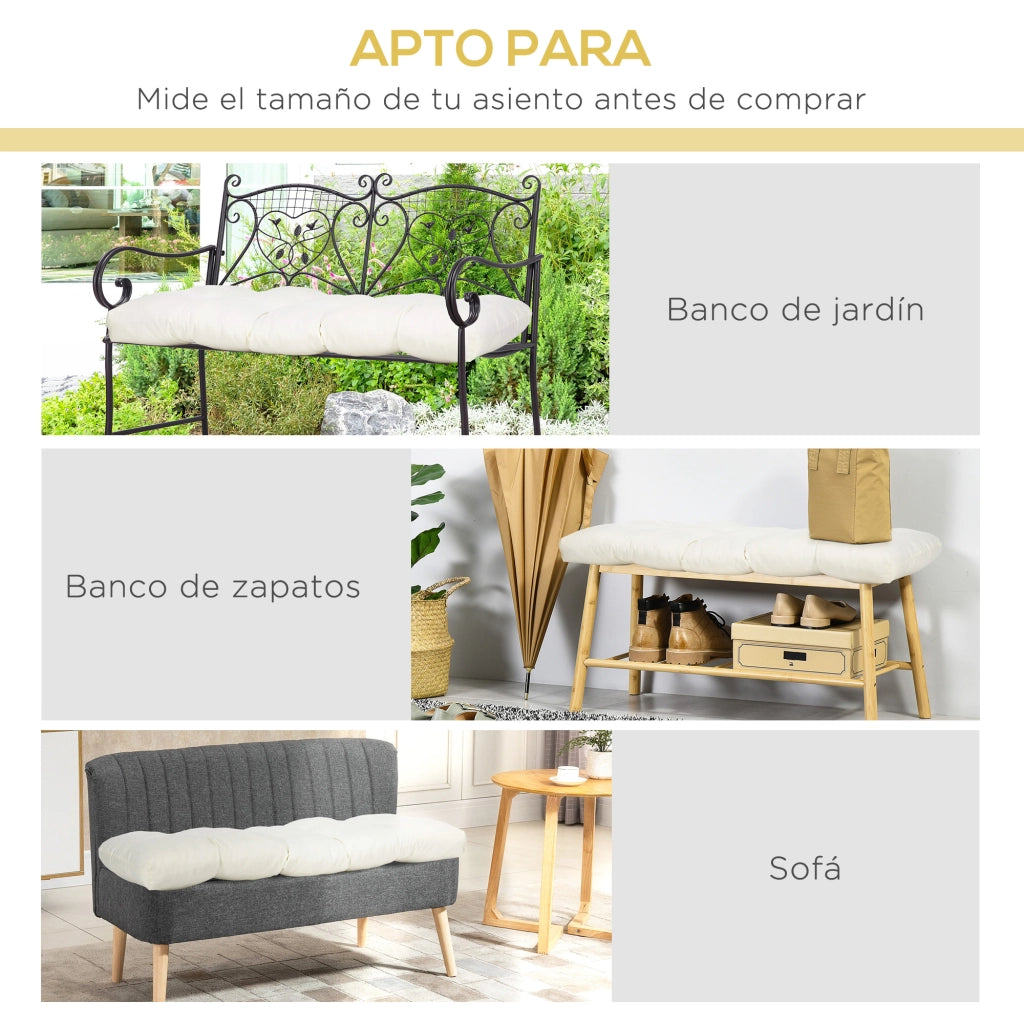 Cuscino per Divano 2 Posti Interno Esterno 110x48x8 cm Crema ¨C zephmum