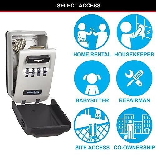 Master Lock 5425EURD Select Access Cassaforte per Chiavi a Parete Serratura Elettronica Combinazione 4 Cifre Kit Montaggio colore Grigio