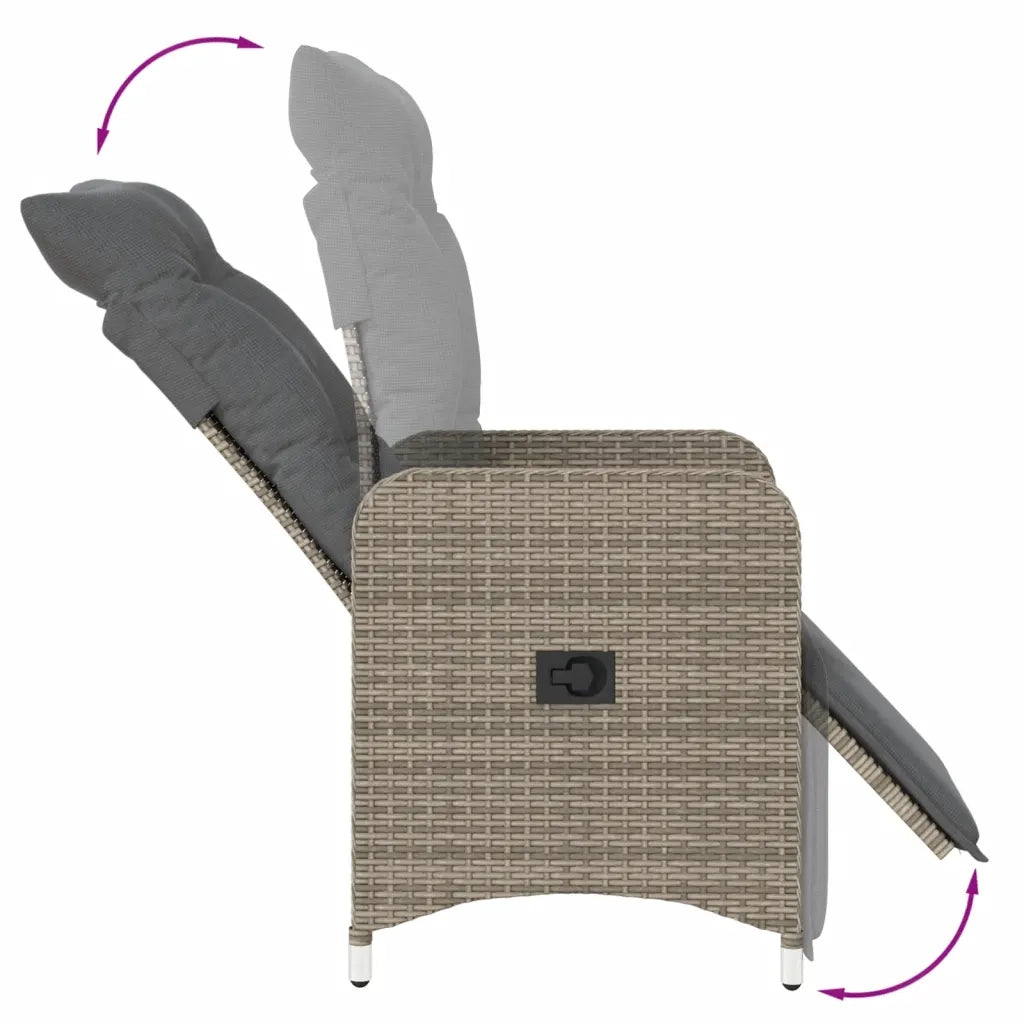 Sedie da Giardino Reclinabili 2 pz con Tavolo in Polyrattan 365707