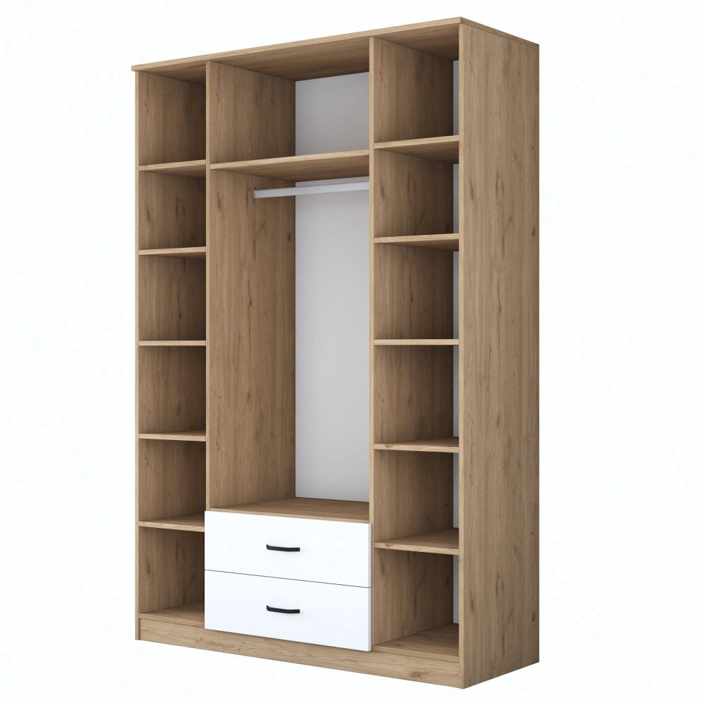Armadio Camera da Letto Verdello, Guardaroba Grande 2 Cassetti, 210x210h cm Bianco