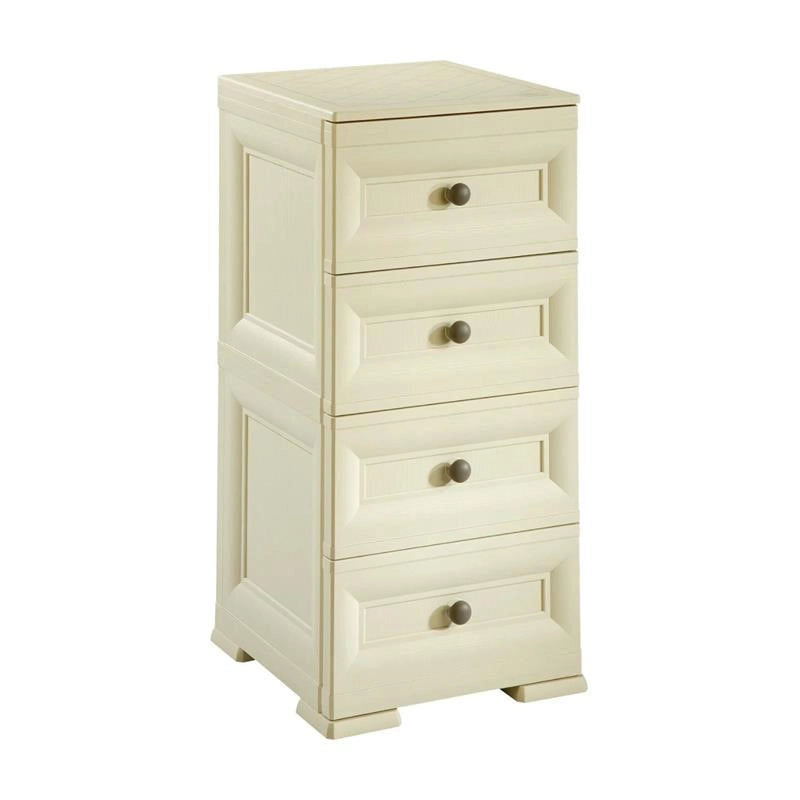 CASSETTIERA ALTA 4 CASSETTI PICCOLI ANGORA 40X43X85,5 CM – MOBILE COMPATTO SALVASPAZIO PER CAMERA, INGRESSO E ZONA LIVING