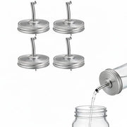 Dispensatore di cocktail 4 pezzi - Dispensatore di olio - Vaso da cocktail - Coperchio - Coperchio sostituibile per olio - Acciaio inossidabile - Effetto di chiusura ermetica - Coperchio da servizio