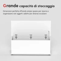 Panca Contenitore Multiuso in Legno Truciolare con Coperchio Apribile, per Camera e Ingresso, 100x40x40cm, Bianco