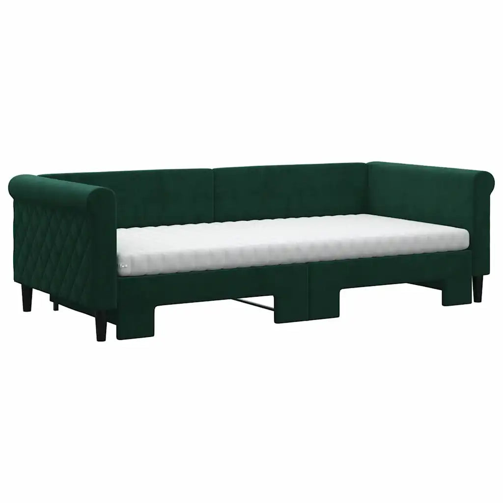 Divano Letto Estraibile Materassi Verde Scuro 90x200 Velluto 3197797