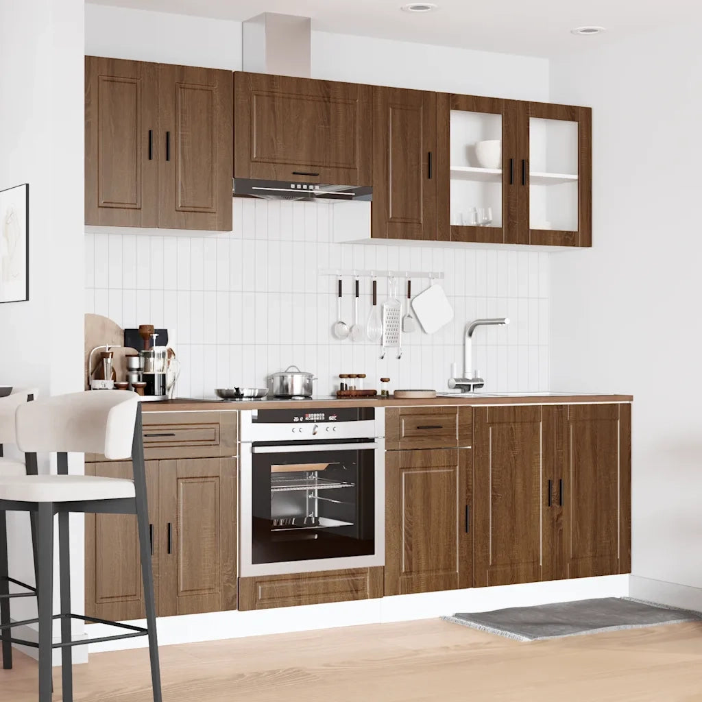 Set Mobili da Cucina 8 pz Kalmar Rovere Marrone in Truciolato 3314848
