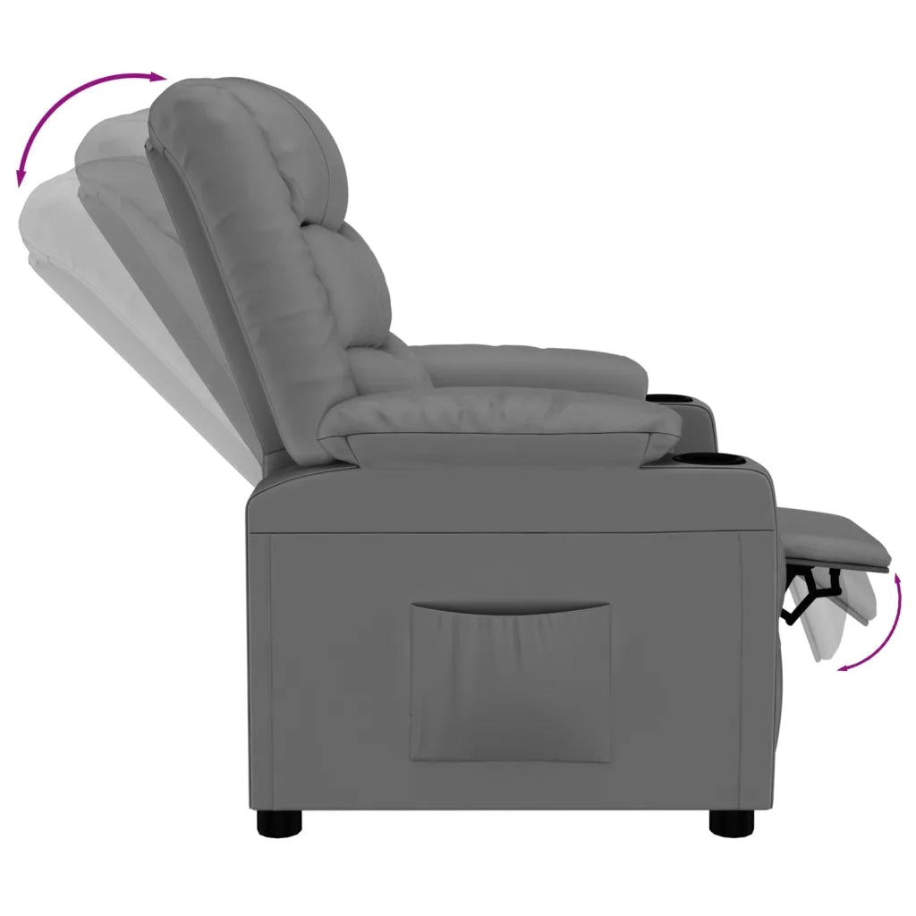 Poltrona Reclinabile Grigia in Similpelle 348045