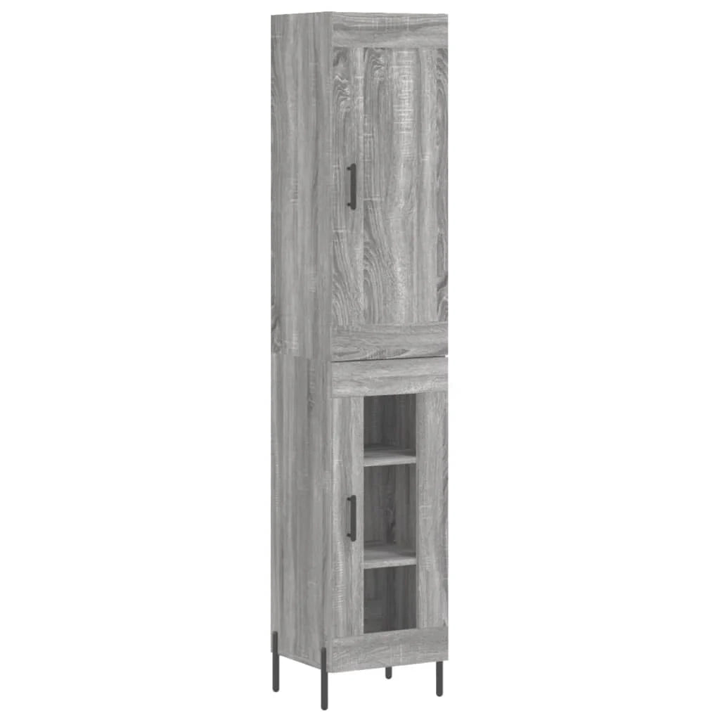 Buffet credenza cassettiera armadio mobile contenitore organizer cucina soggiorno salotto rovere Sonoma alto 34,5 x 34 x 180 cm legno ingegnerizzato grigio 02_0035228