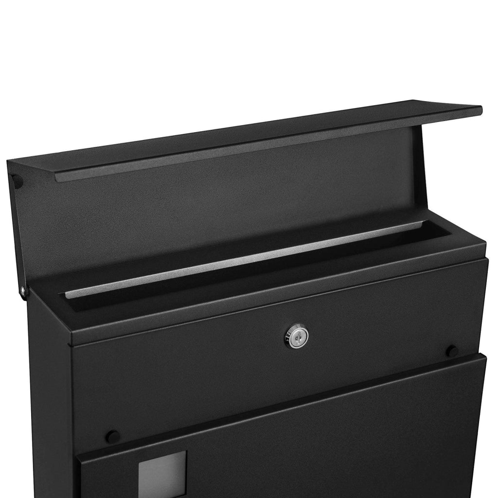 Cassetta postale moderna con porta giornali coperchio chiudibile a chiave facile da installare nero 12_0001642