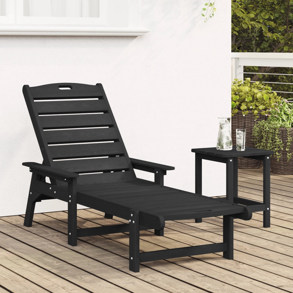 Lettino Prendisole Nero 53x162x98.5 cm HDPE