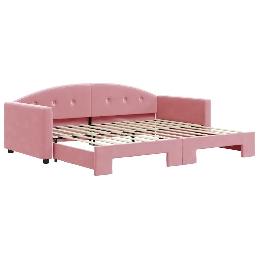 Divano Letto con Letto Estraibile Rosa 90x200 cm in Velluto 3197304