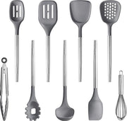 Set di spatole in acciaio inossidabile per cucina - resistente al calore - BPA-free - resistente al lavastoviglie - grigio
