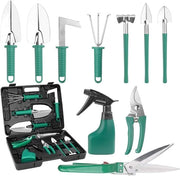 Set di attrezzi per giardinaggio, 10 pezzi in acciaio inox con maniglie ergonomiche per il giardinaggio, ideale come regalo per uomini e donne
