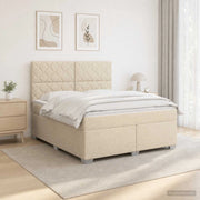 Letto box spring con materasso Crema 180 x 200 cm Tessuto 3454941